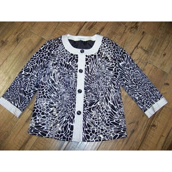 Chico's Embellished Black and White Blazer - Size 2 (12) Women - Picture 1 of 6